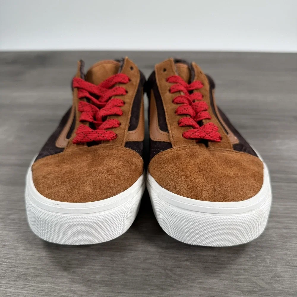 Vans Old Skool Pig Suede HeiQ Water Repellent Low Top Skate Shoes Brown Red